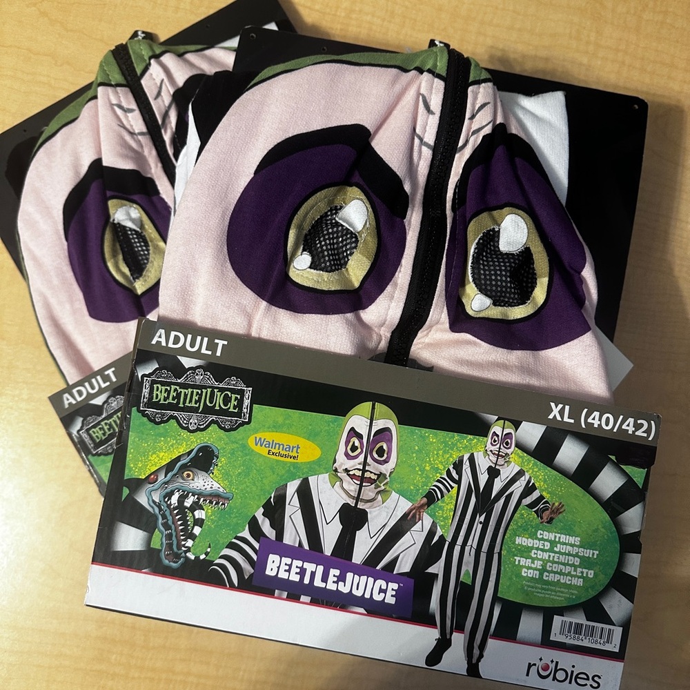 NEW Rubie's zipster mask-up Beetlejuice jumpsuit costume men’s XL costume - Picture 7 of 8